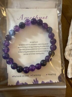 Amethyst Jeans Purple Beaded Stretch Bracelet